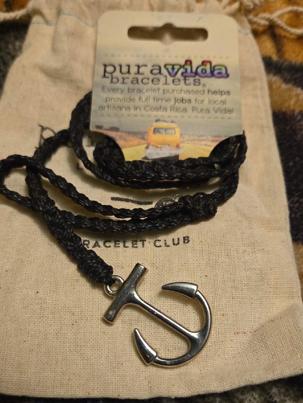 Pura Vida Black Anchor Necklace
